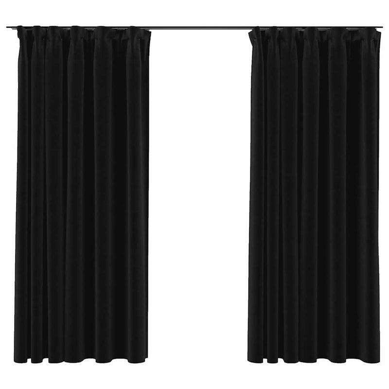 Draperii opace aspect in, cârlige, 2 buc., antracit, 140x175 cm