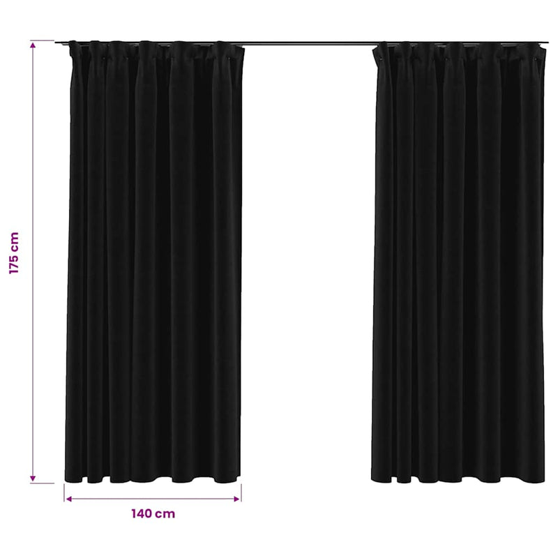 Draperii opace aspect in, cârlige, 2 buc., antracit, 140x175 cm