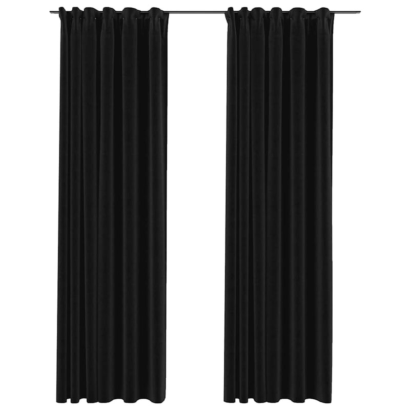 Draperii opace aspect in, cârlige, 2 buc., antracit, 140x245 cm