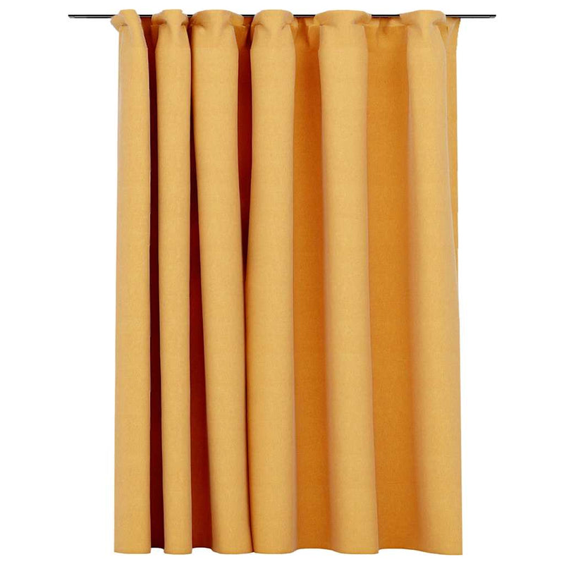Draperie opacă, aspect de in, galben, 290 x 245 cm, cu cârlige