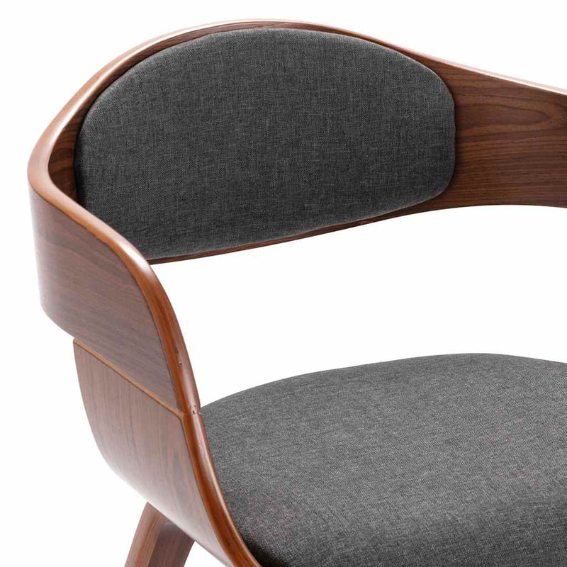 Scaune de bucătărie, 6 buc. gri, lemn curbat și material textil
