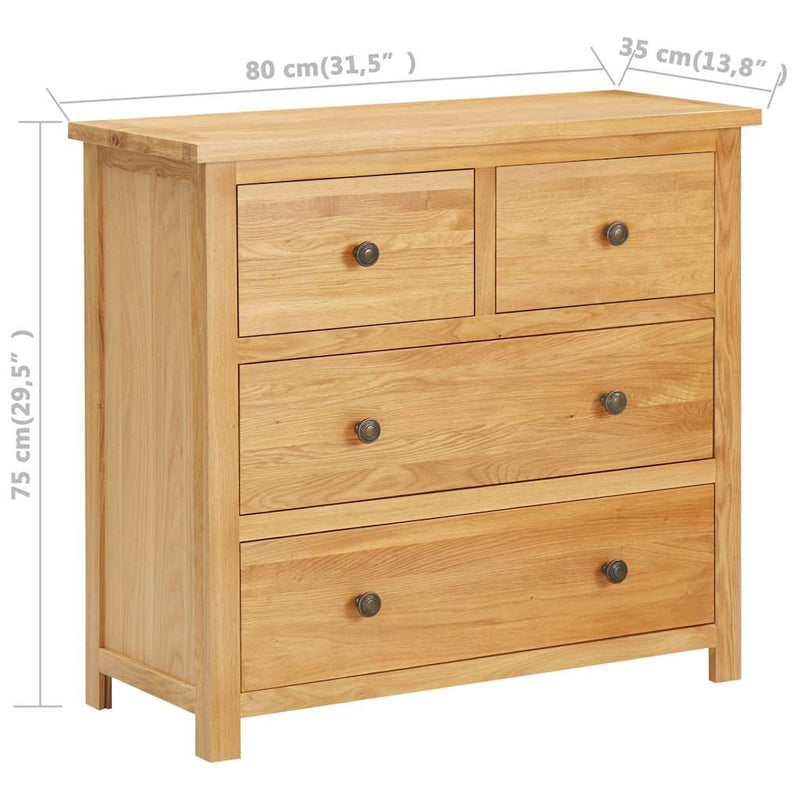 Dulap cu sertare, 80 x 35 x 75 cm, lemn masiv stejar