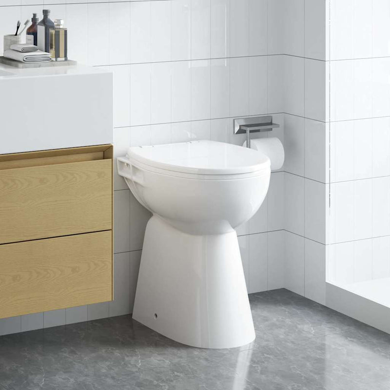 Toaletă fără bord 7 cm înălțime suplimentară închidere ușoară ceramică albă
