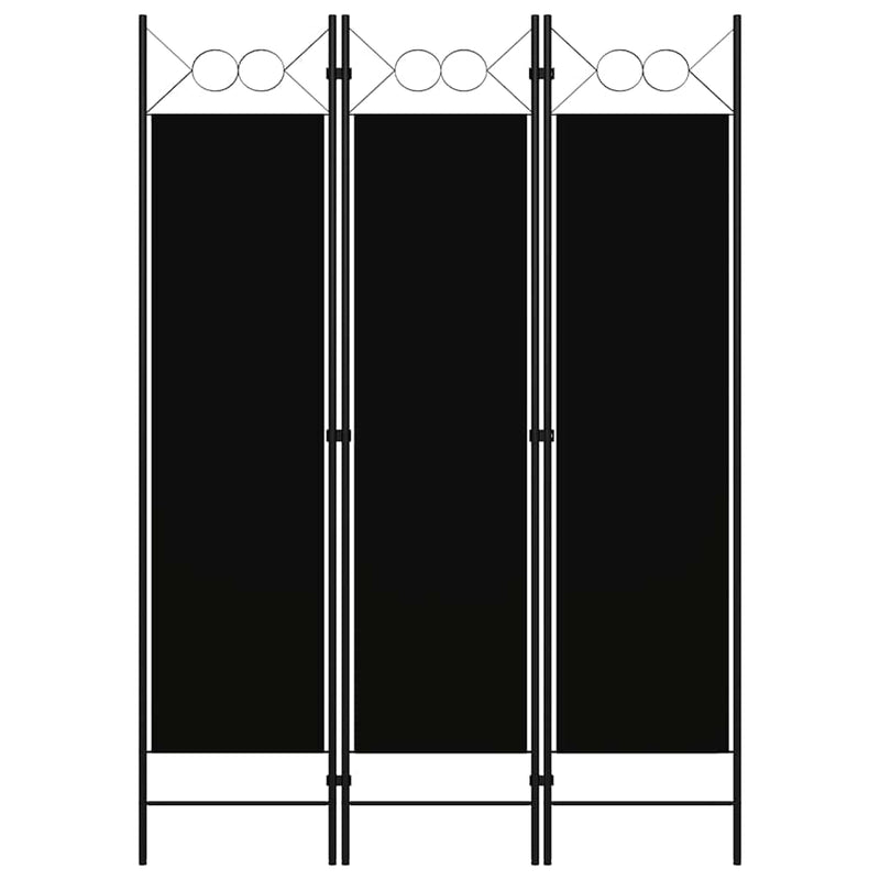 Paravan de cameră cu 3 panouri, negru, 120 x 180 cm