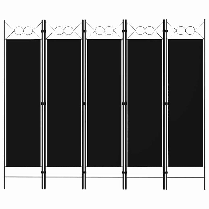 Paravan de cameră cu 5 panouri, negru, 200 x 180 cm