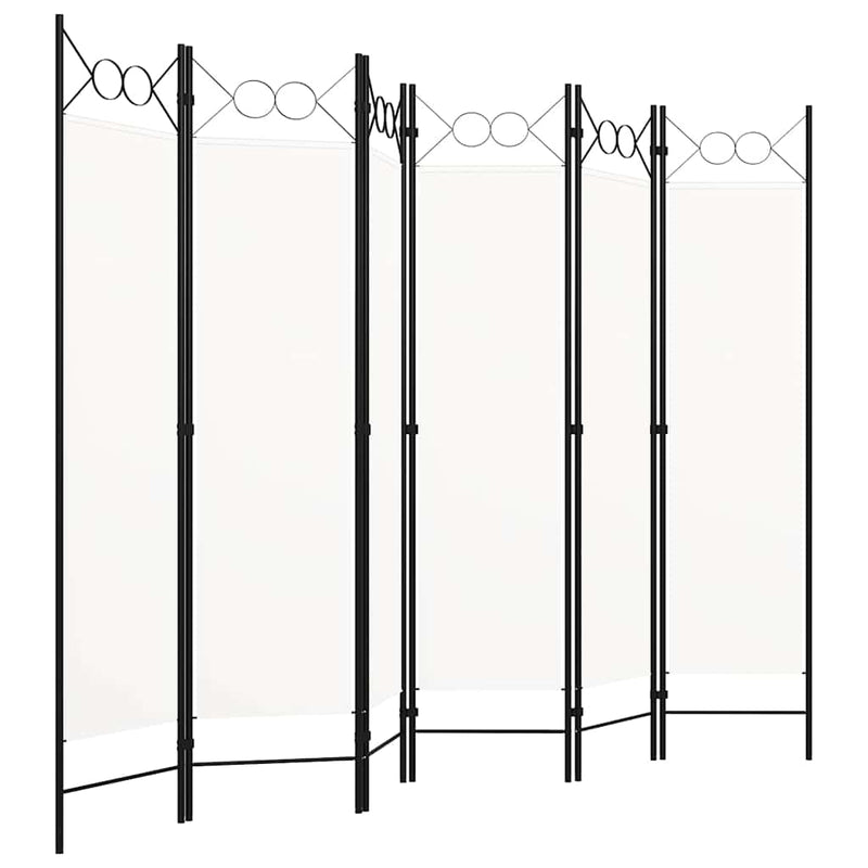 Paravan de cameră cu 6 panouri, alb, 240 x 180 cm
