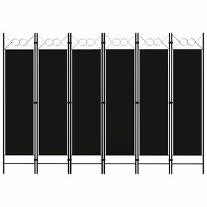Paravan de cameră cu 6 panouri, negru, 240 x 180 cm