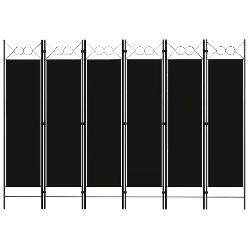 Paravan de cameră cu 6 panouri, negru, 240 x 180 cm