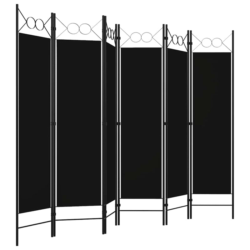 Paravan de cameră cu 6 panouri, negru, 240 x 180 cm