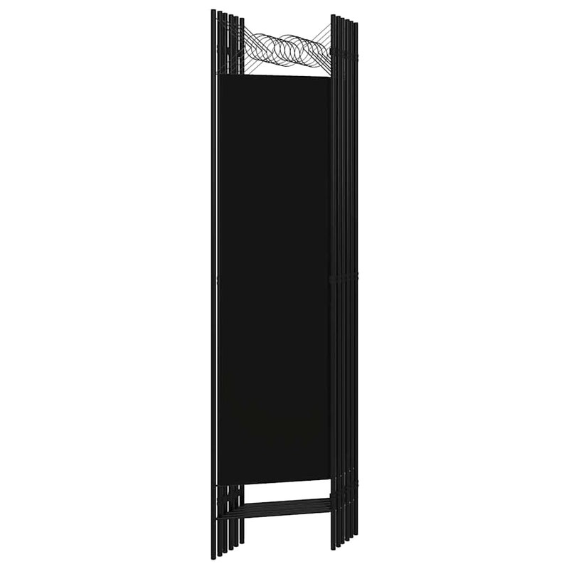 Paravan de cameră cu 6 panouri, negru, 240 x 180 cm