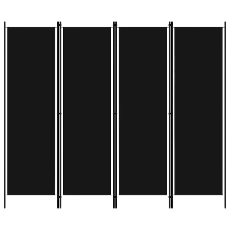 Paravan de cameră cu 4 panouri, negru, 200 x 180 cm