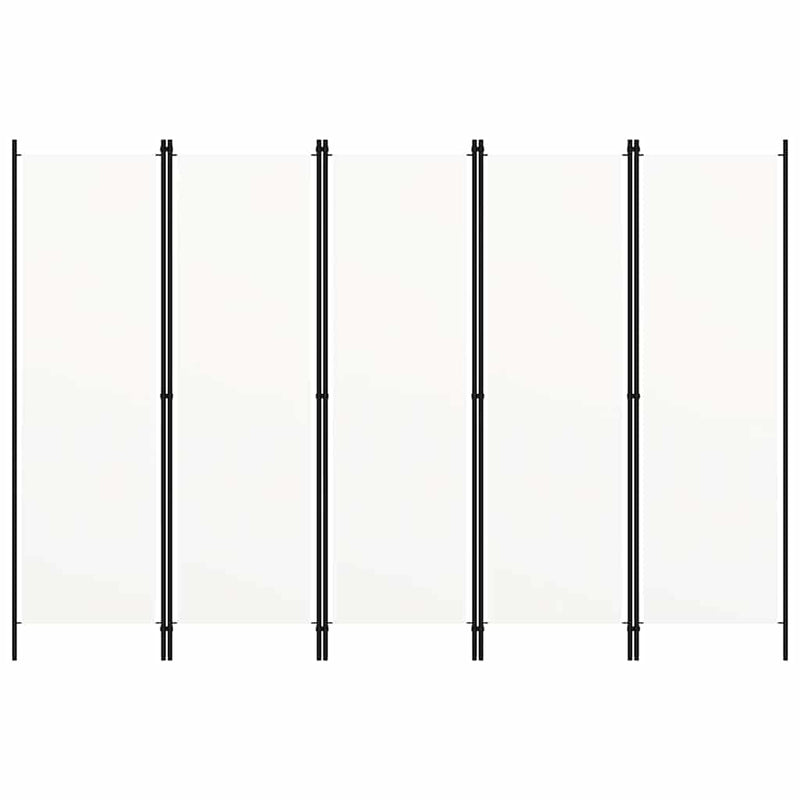 Paravan de cameră cu 5 panouri, alb, 250 x 180 cm