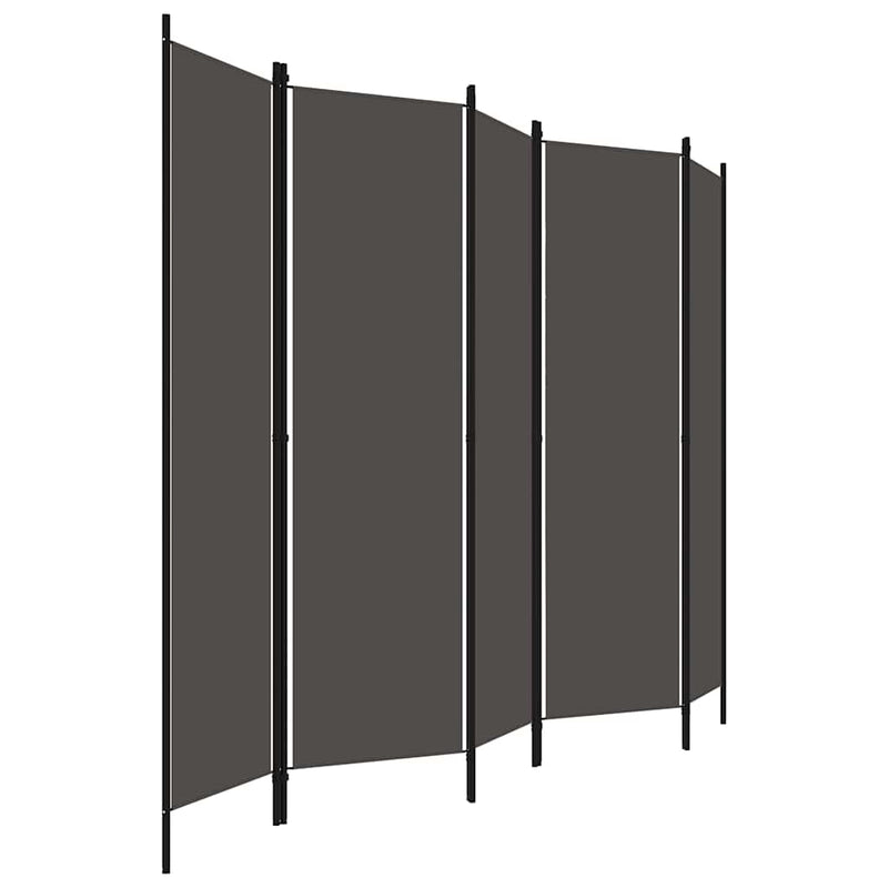 Paravan de cameră cu 5 panouri, antracit, 250 x 180 cm