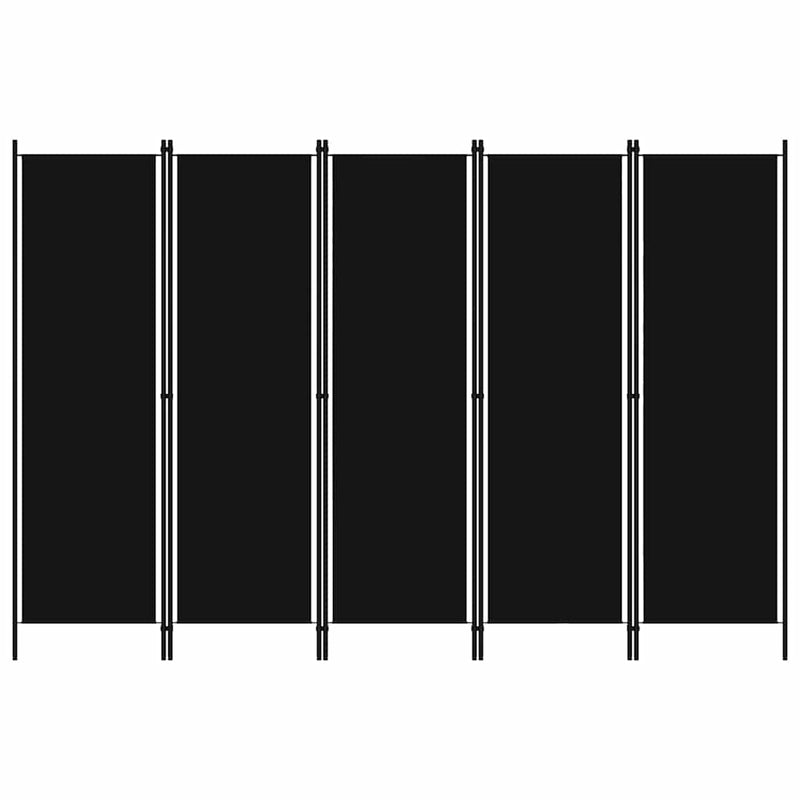 Paravan de cameră cu 5 panouri, negru, 250 x 180 cm