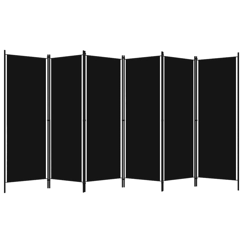 Paravan de cameră cu 6 panouri, negru, 300 x 180 cm
