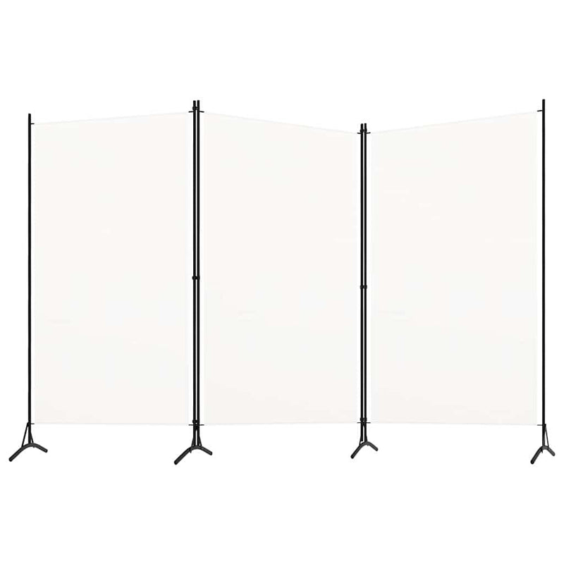 Paravan de cameră cu 3 panouri, alb, 260 x 180 cm, textil