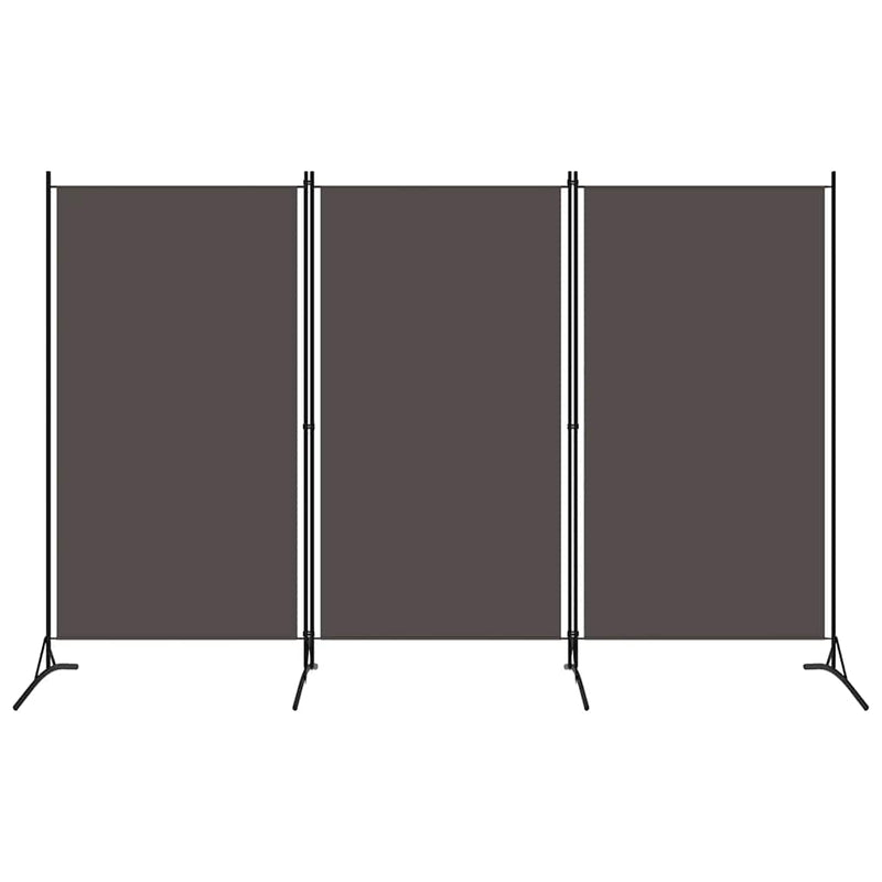 Paravan de cameră cu 3 panouri, antracit, 260 x 180 cm, textil