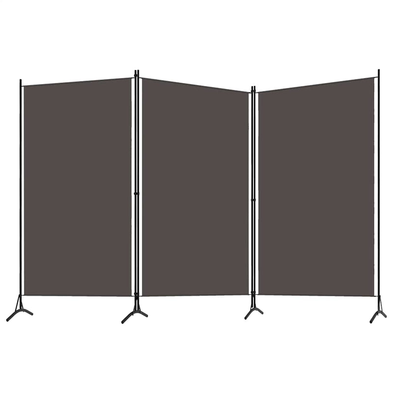 Paravan de cameră cu 3 panouri, antracit, 260 x 180 cm, textil