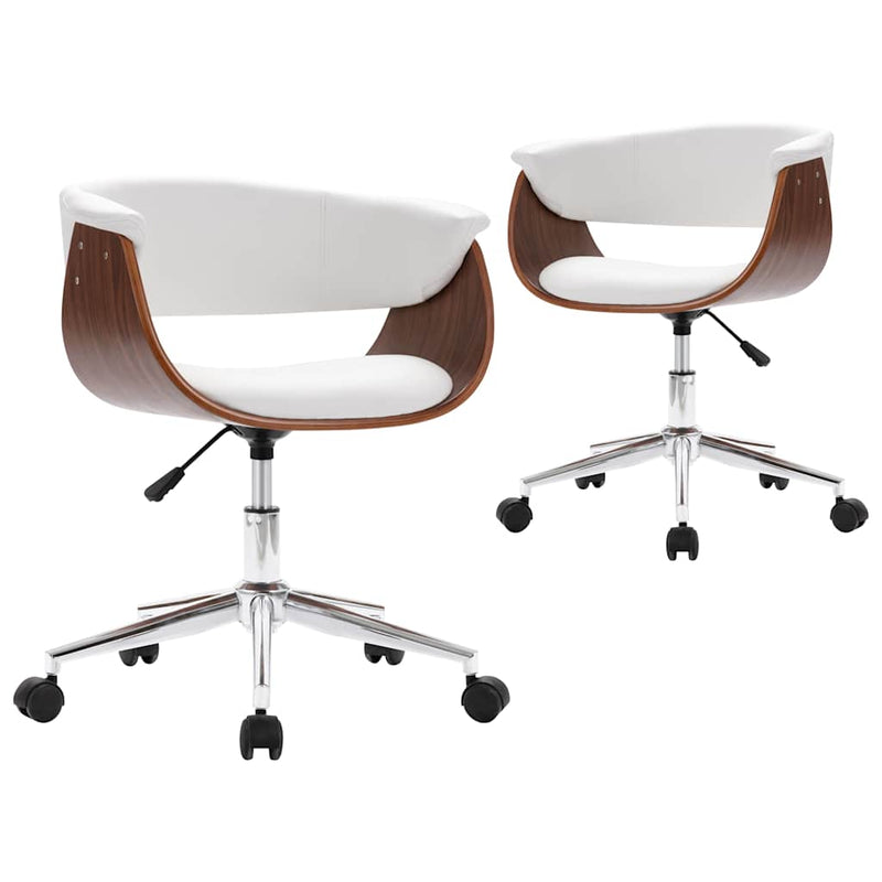 Scaune de bucătărie pivotante, 2 buc., alb, piele artificială