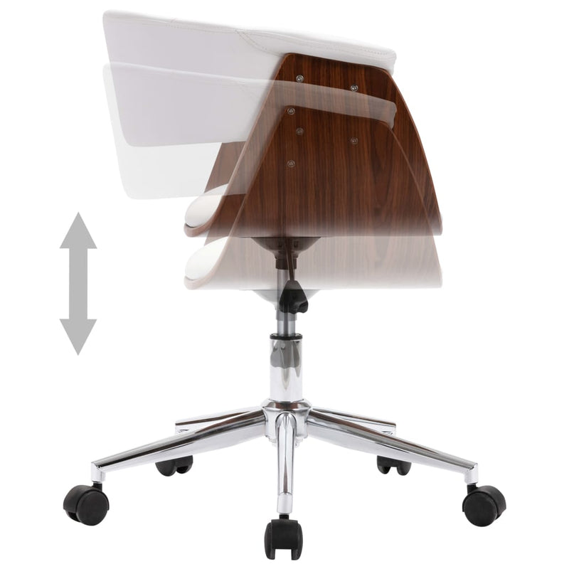 Scaune de bucătărie pivotante, 2 buc., alb, piele artificială