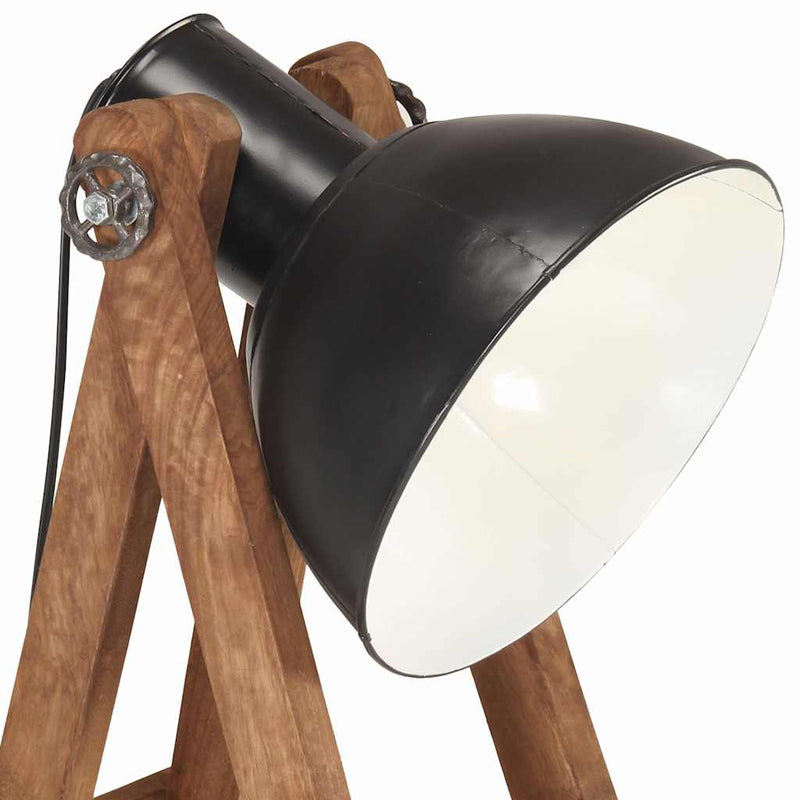 Lampă de podea, negru, lemn masiv de mango, E27