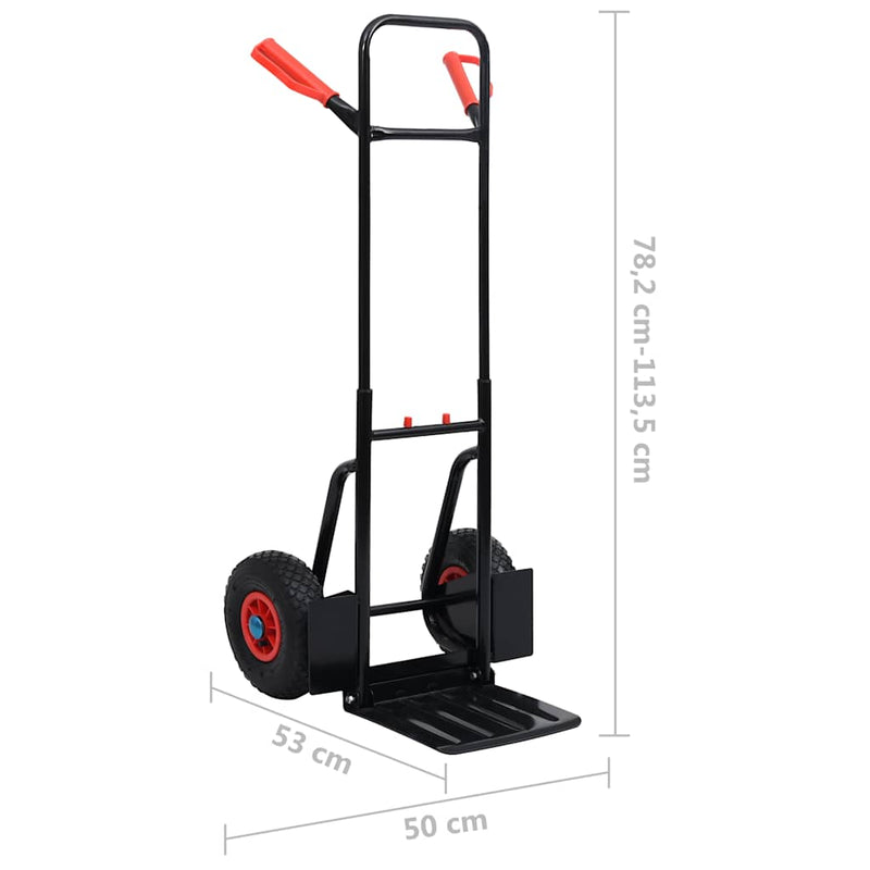 Cărucior telescopic manual, 200 kg, negru și roșu