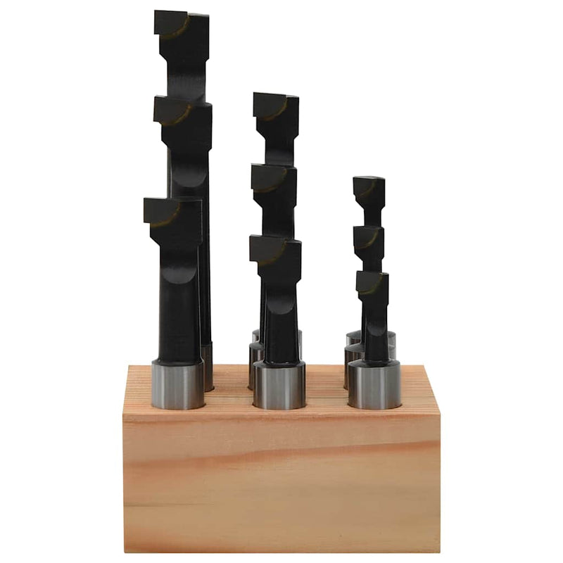 Freze alezare 9 buc. 12 mm cu baza din lemn