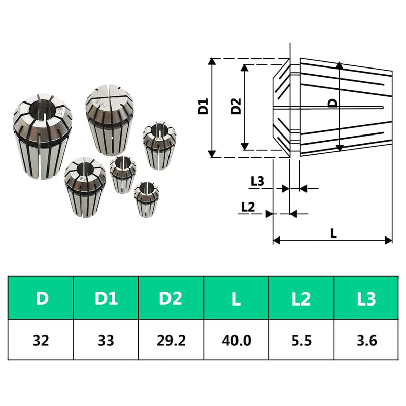 Coliere ER32 19 buc., set instrumente de strunjire