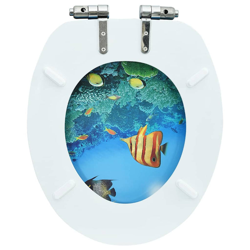 Capac WC cu închidere silențioasă, MDF, model subacvatic