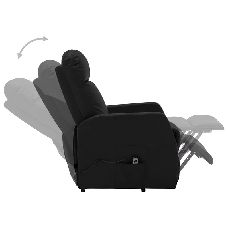 Fotoliu cu ridicare, negru, piele ecologică