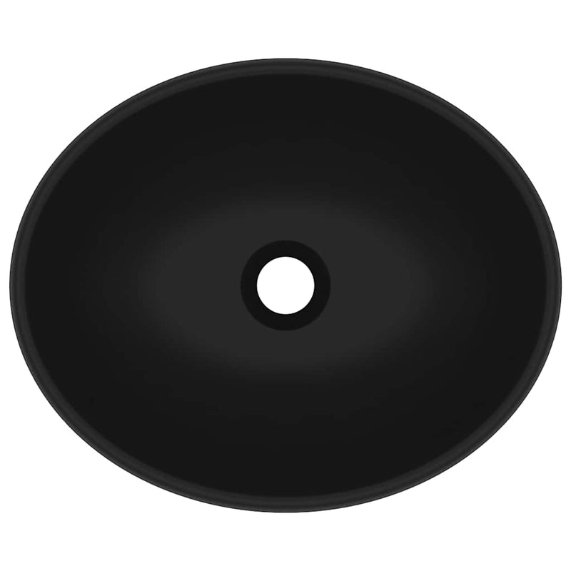 Chiuvetă de lux, negru mat, 40 x 33 cm, ceramică, formă ovală