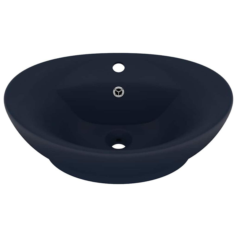 Chiuvetă lux preaplin albastru mat 58,5x39 cm ceramică oval