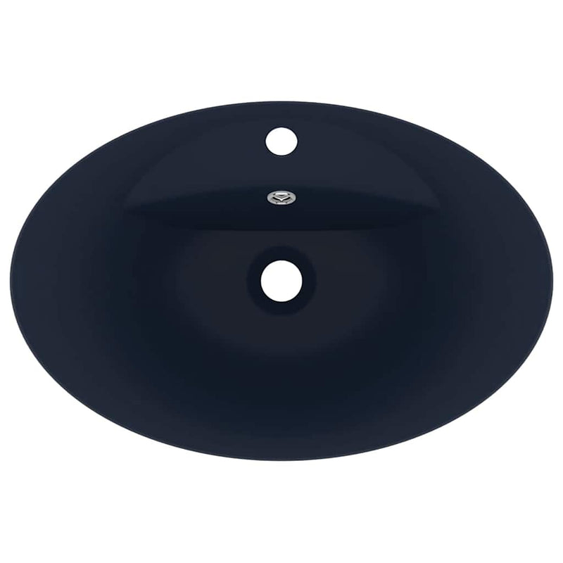 Chiuvetă lux preaplin albastru mat 58,5x39 cm ceramică oval