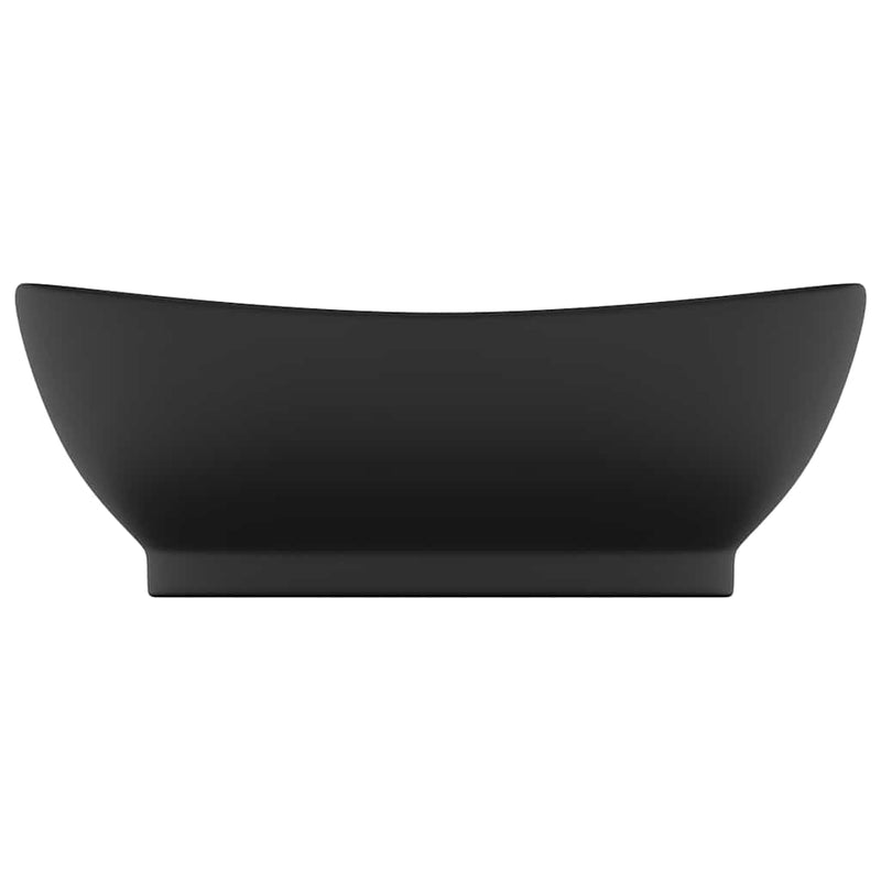 Chiuvetă lux cu preaplin, negru mat, 58,5x39 cm ceramică, oval
