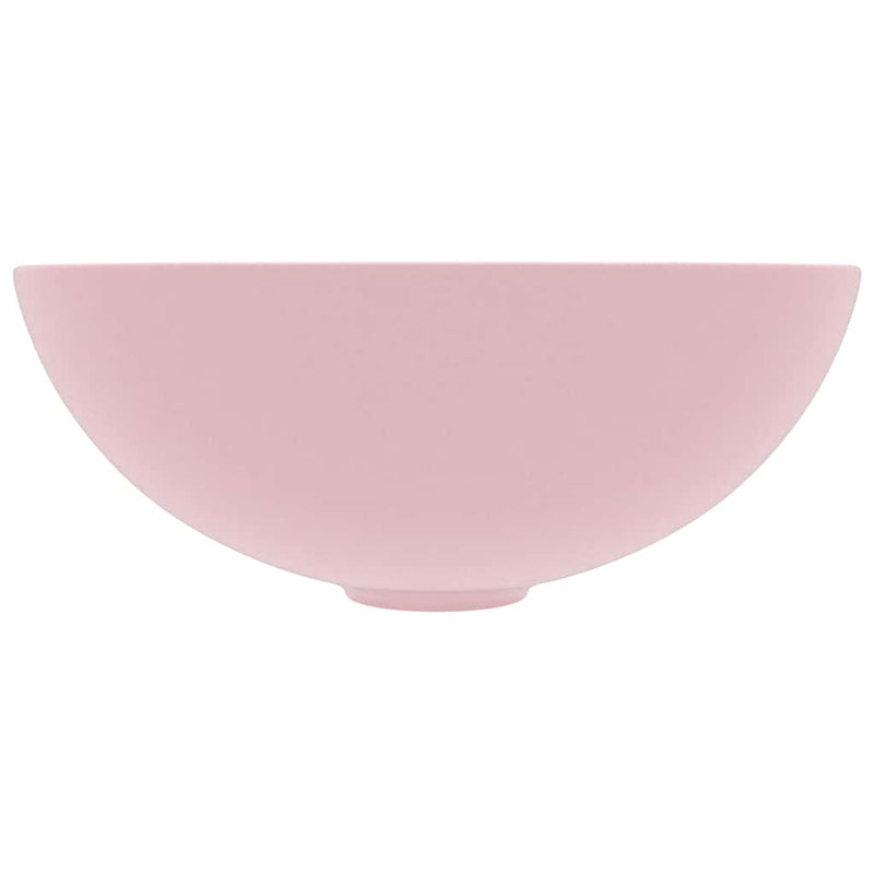 Chiuvetă de baie, roz mat, ceramică, rotund