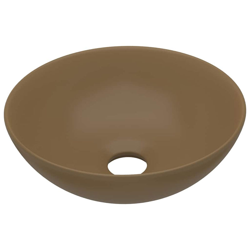 Chiuvetă de baie, crem mat, ceramică, rotund