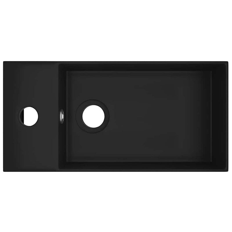 Chiuvetă de baie cu preaplin, negru mat, ceramică