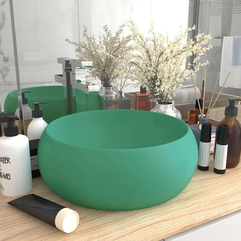 Chiuvetă baie lux verde deschis mat 40x15 cm ceramică rotund