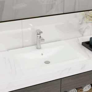 Chiuvetă baie lux orificiu robinet alb mat 60x46 cm ceramică