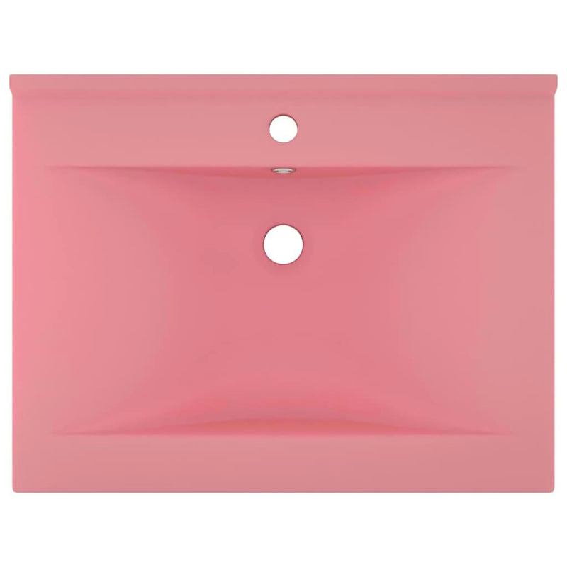 Chiuvetă baie lux orificiu robinet roz mat 60x46 cm ceramică