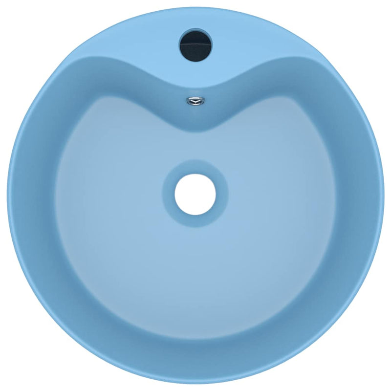 Chiuvetă de lux cu preaplin, bleu mat, 36x13 cm, ceramică