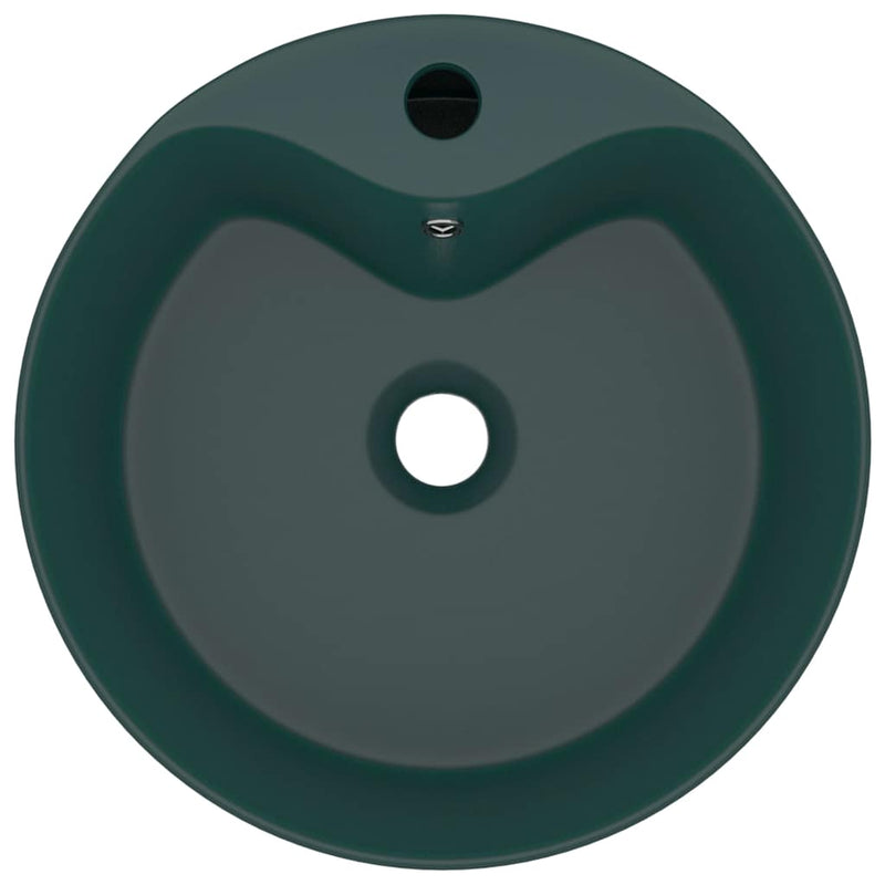 Chiuvetă de lux cu preaplin verde închis mat 36x13 cm ceramică