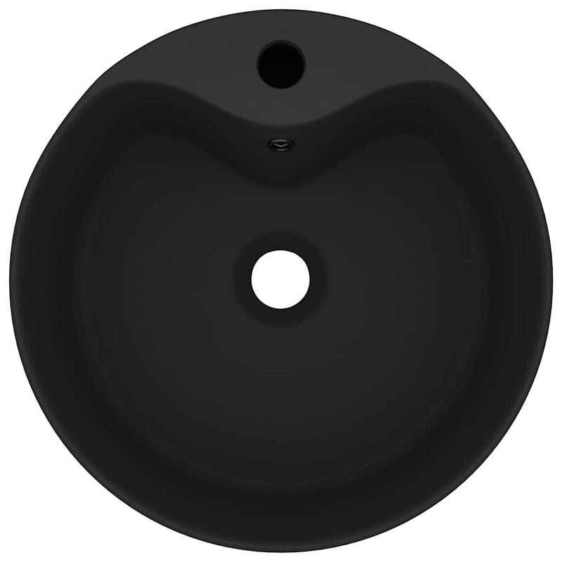 Chiuvetă de lux cu preaplin, negru mat, 36 x 13 cm, ceramică