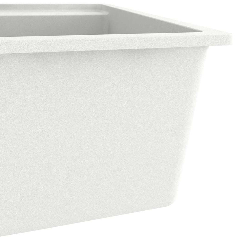 Chiuvetă de bucătărie cu orificiu de preaplin, alb, granit