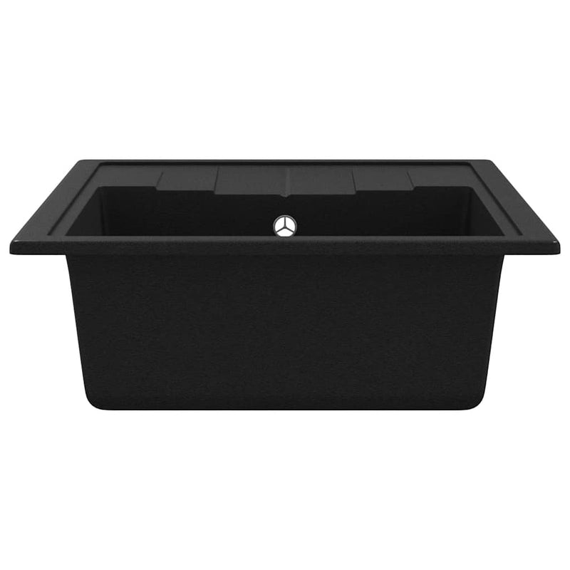 Chiuvetă de bucătărie cu orificiu de preaplin, negru, oval, granit