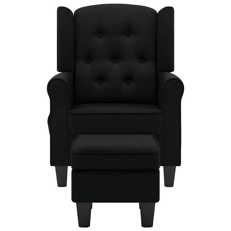 Fotoliu de masaj cu taburet, negru, material textil