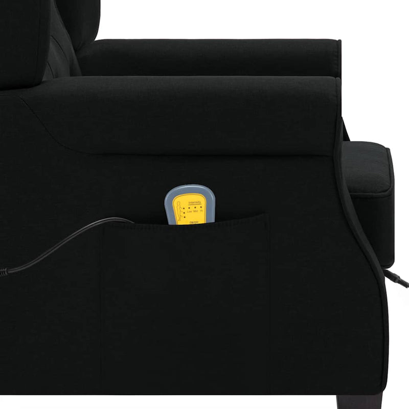 Fotoliu de masaj cu taburet, negru, material textil