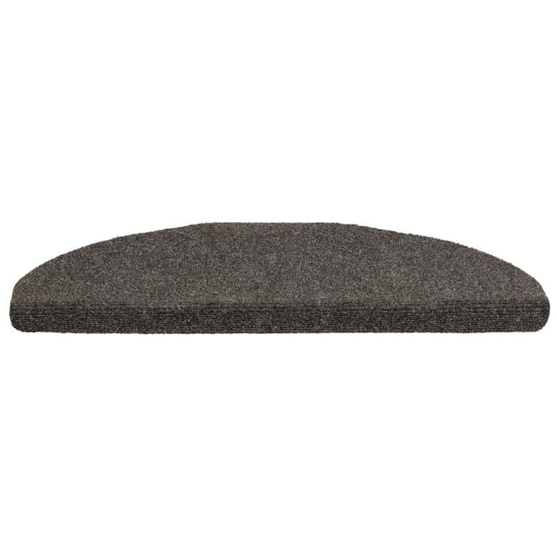 Covorașe pentru scări autoadezive, 15 buc., 65x21x4 cm, antracit, semirotunde, mari