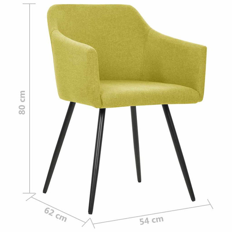 Scaune de bucătărie, 2 buc., verde, material textil