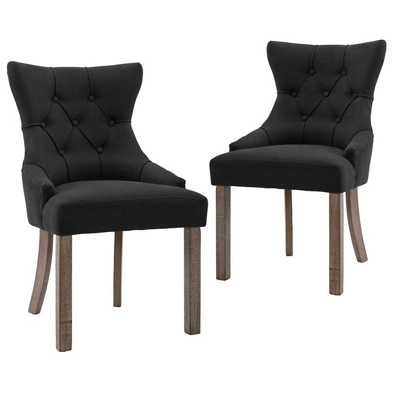 Scaune de bucătărie, 2 buc. negru, textil
